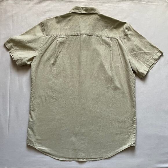 Shaquille O’Neal Tan Men’s Linen Blend Button Down Shirt Size Large Tall - Picture 6 of 6